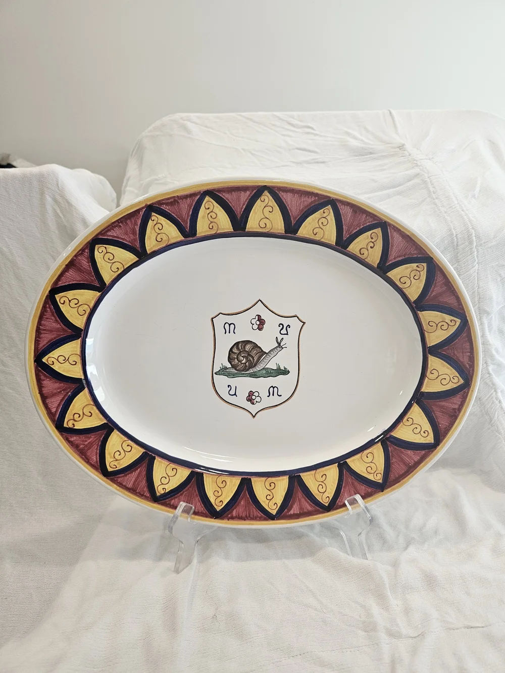 Vintage Grazia Deruta Italian Majolica Palio di Siena Snail Platter 15